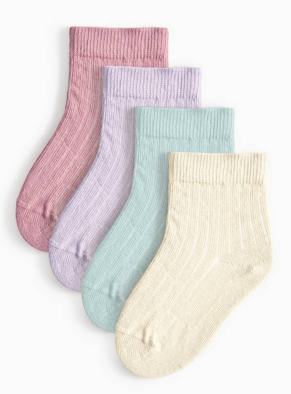 Pastel Ribbed Socks 4 Pack 12-24 months